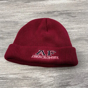 90s Abercrombie and Fitch Beanie‎ Knit Cap Burgundy- Retro Vintage